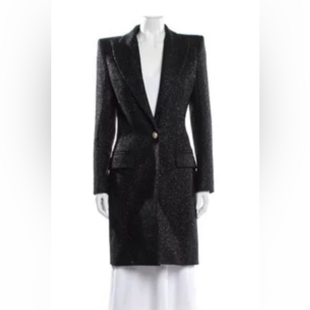 Balmain Black Glitter Blazer Coat